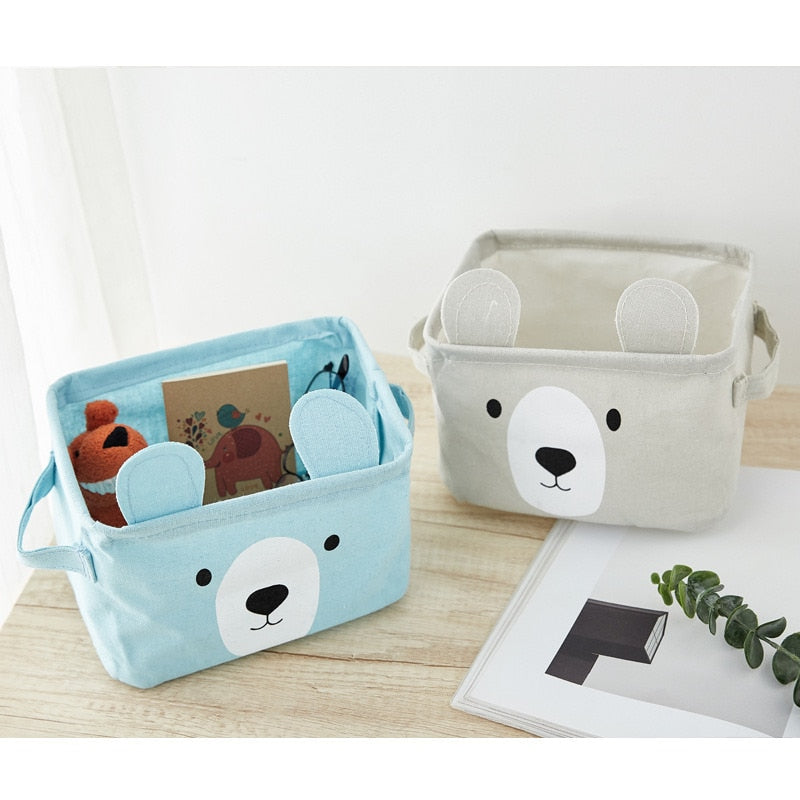 Bear Canvas Tube Storage Box Organizer Toy Bag - Just Kidding Store