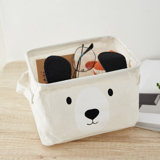 Bear Canvas Tube Storage Box Organizer Toy Bag - Just Kidding Store