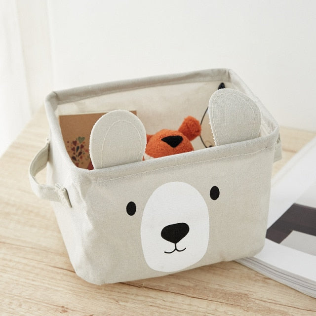 Bear Canvas Tube Storage Box Organizer Toy Bag - Just Kidding Store