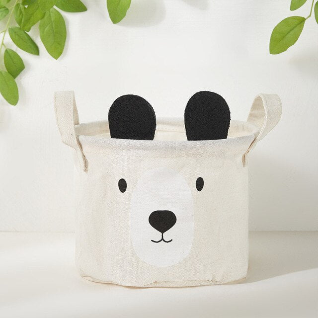 Bear Canvas Tube Storage Box Organizer Toy Bag - Just Kidding Store