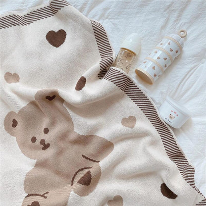 Teddy Bear Baby Children Nursery Cotton Blanket - Just Kidding Store