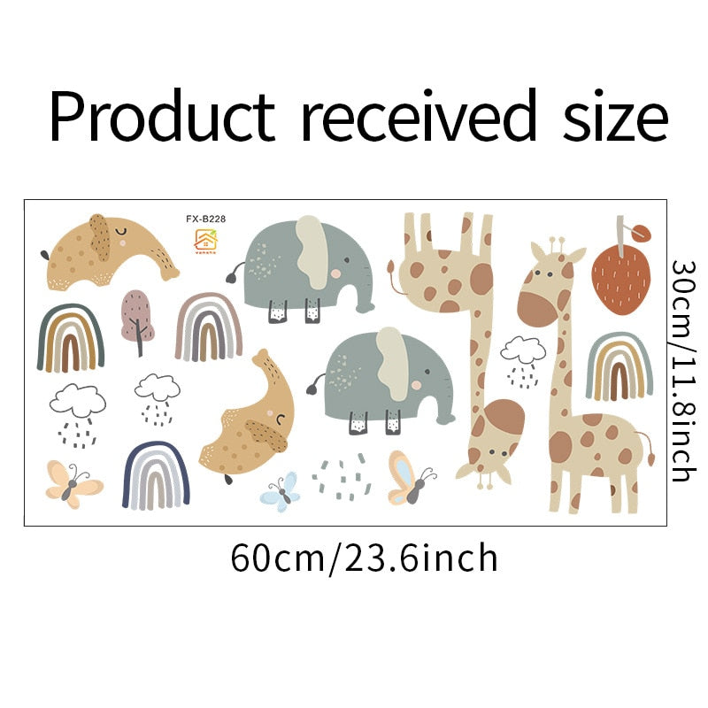 Rainbow Safari Wall Stickers Animal Nursery Decals - Just Kidding Store