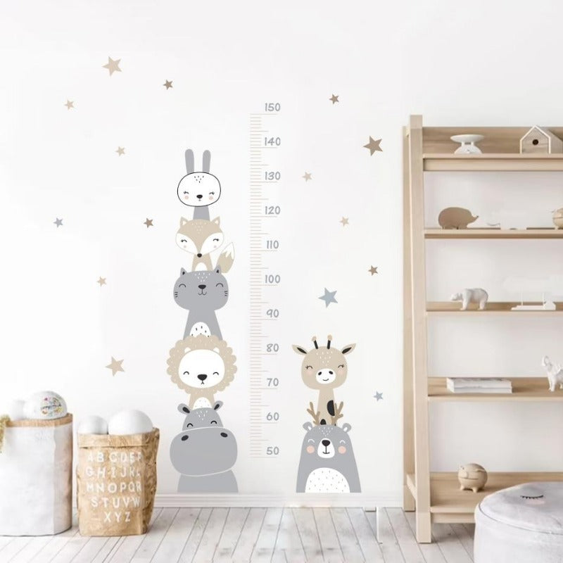 Animal Friends Height Measure Wall Decal - Growth Chart Sticker - Just Kidding Store
