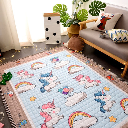 Rainbow Unicorn Play Mat - Quilted Anti Skid Carpet - Just Kidding Store