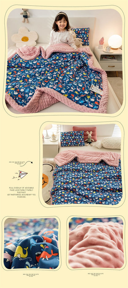Winter Thick Kids Cotton Fleece Blanket Bed Throw - Just Kidding Store