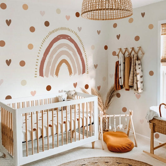 Boho Rainbow Hearts Dots Wall Decal Set - Just Kidding Store