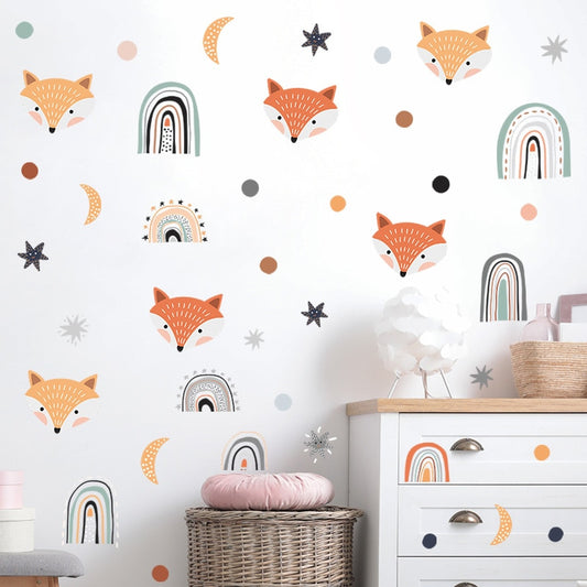 Rainbow Fox Wall Decals - Just Kidding Store