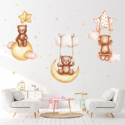 Watercolour Moon Elephant Nursery Wall Sticker Decals - Just Kidding Store