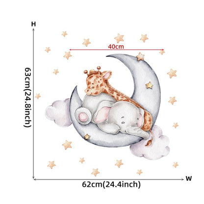 Watercolour Moon Elephant Nursery Wall Sticker Decals - Just Kidding Store