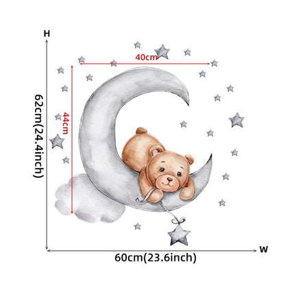 Watercolour Moon Elephant Nursery Wall Sticker Decals - Just Kidding Store