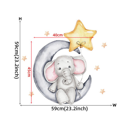 Watercolour Moon Elephant Nursery Wall Sticker Decals - Just Kidding Store