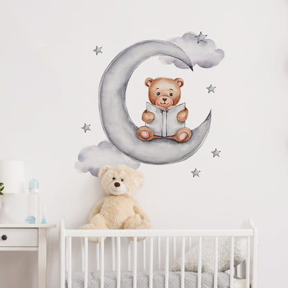 Watercolour Moon Elephant Nursery Wall Sticker Decals - Just Kidding Store