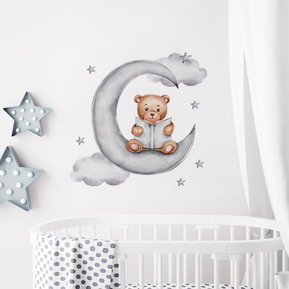 Watercolour Moon Elephant Nursery Wall Sticker Decals - Just Kidding Store