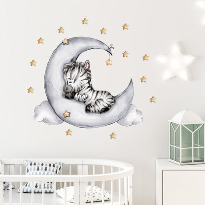 Watercolour Moon Elephant Nursery Wall Sticker Decals - Just Kidding Store