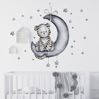 Watercolour Moon Elephant Nursery Wall Sticker Decals - Just Kidding Store