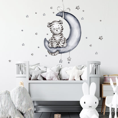 Watercolour Moon Elephant Nursery Wall Sticker Decals - Just Kidding Store