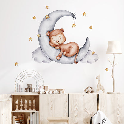 Watercolour Moon Elephant Nursery Wall Sticker Decals - Just Kidding Store