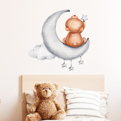 Watercolour Moon Elephant Nursery Wall Sticker Decals - Just Kidding Store
