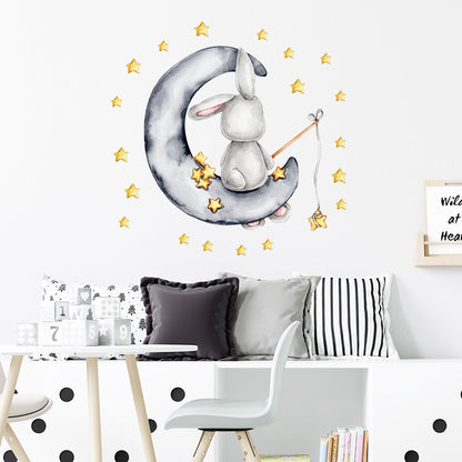 Watercolour Moon Elephant Nursery Wall Sticker Decals - Just Kidding Store