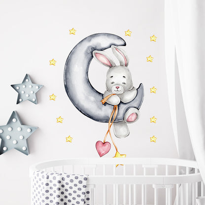 Watercolour Moon Elephant Nursery Wall Sticker Decals - Just Kidding Store