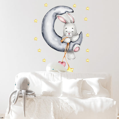 Watercolour Moon Elephant Nursery Wall Sticker Decals - Just Kidding Store