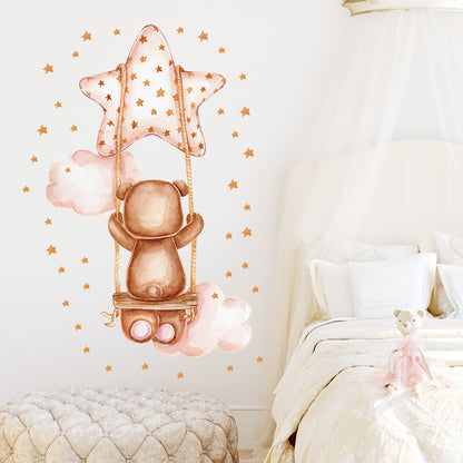 Watercolour Moon Elephant Nursery Wall Sticker Decals - Just Kidding Store