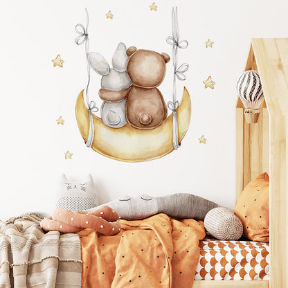 Watercolour Moon Elephant Nursery Wall Sticker Decals - Just Kidding Store