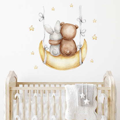 Watercolour Moon Elephant Nursery Wall Sticker Decals - Just Kidding Store
