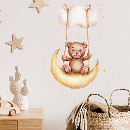 Watercolour Moon Elephant Nursery Wall Sticker Decals - Just Kidding Store