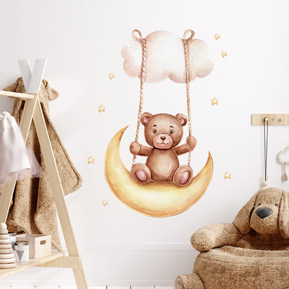 Watercolour Moon Elephant Nursery Wall Sticker Decals - Just Kidding Store