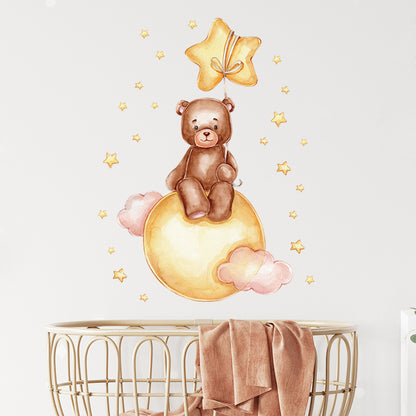 Watercolour Moon Elephant Nursery Wall Sticker Decals - Just Kidding Store