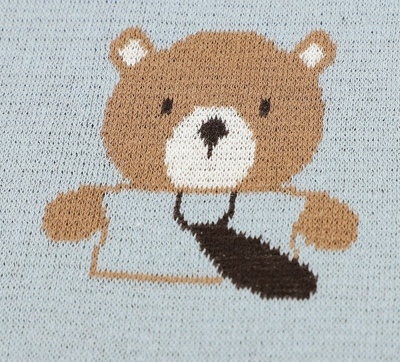 Little Bears Cotton Knitted Baby Nursery Blanket - Just Kidding Store