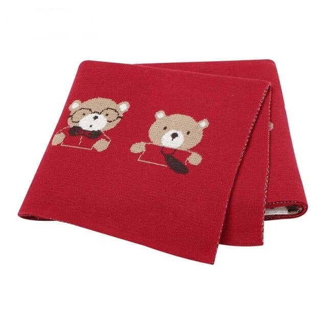 Little Bears Cotton Knitted Baby Nursery Blanket - Just Kidding Store