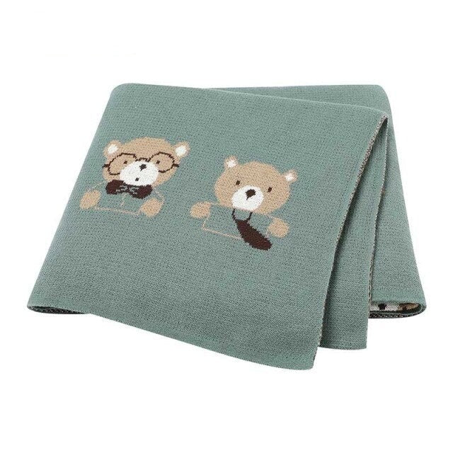 Little Bears Cotton Knitted Baby Nursery Blanket - Just Kidding Store