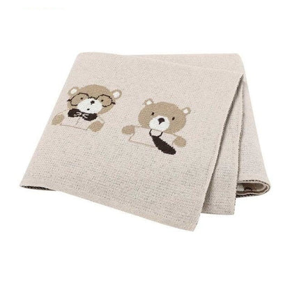 Little Bears Cotton Knitted Baby Nursery Blanket - Just Kidding Store