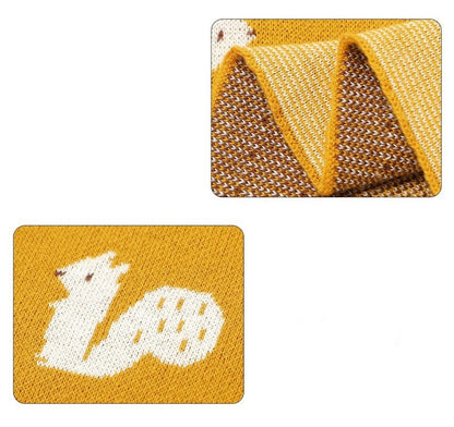 Little Squirrel Cotton Baby Children Knit Blanket - Just Kidding Store