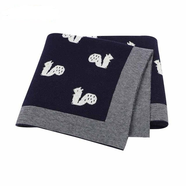 Little Squirrel Cotton Baby Children Knit Blanket - Just Kidding Store