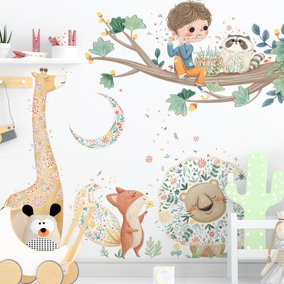 Boy With A Flute Wall Decal Nursery Stickers - Just Kidding Store