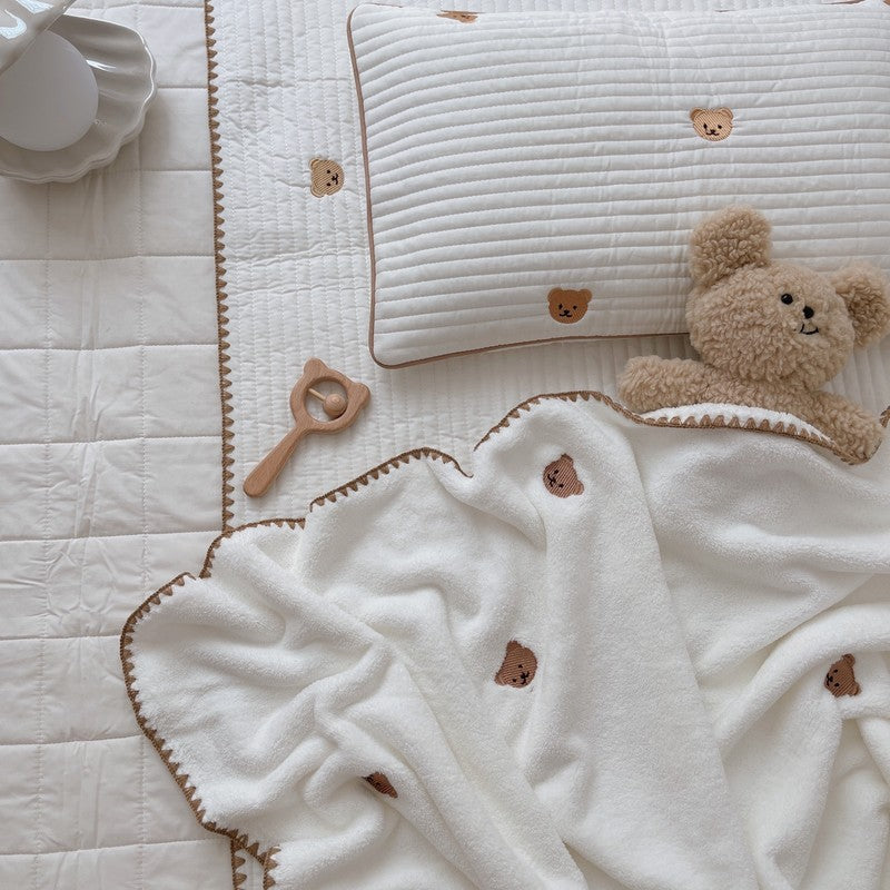 Embroidered Teddy Bear Super Soft Furry Blanket - Just Kidding Store