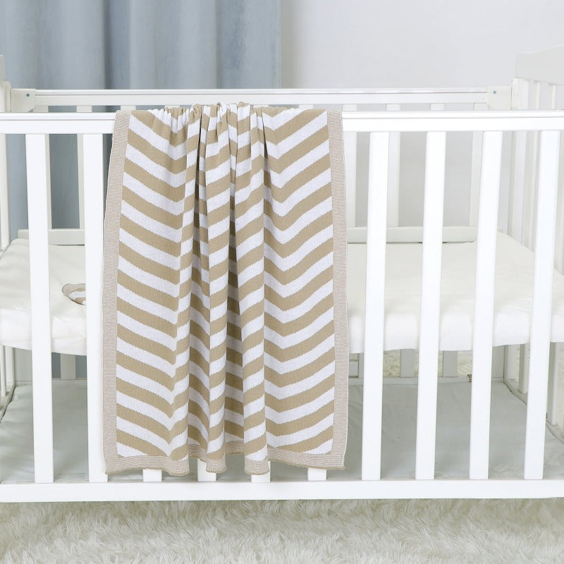 Chevron Cotton Baby Nursery Knitted Blanket - Just Kidding Store