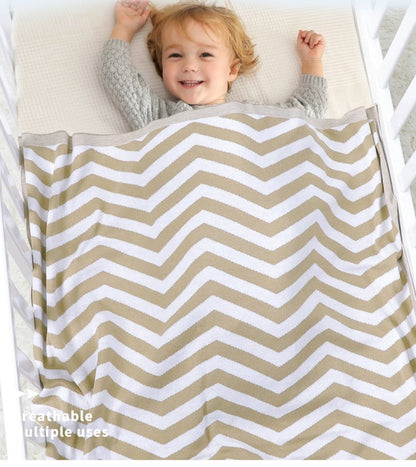 Chevron Cotton Baby Nursery Knitted Blanket - Just Kidding Store