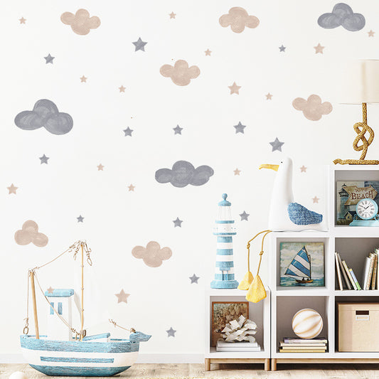 Watercolor Cloud And Stars Wall Stickers - Just Kidding Store