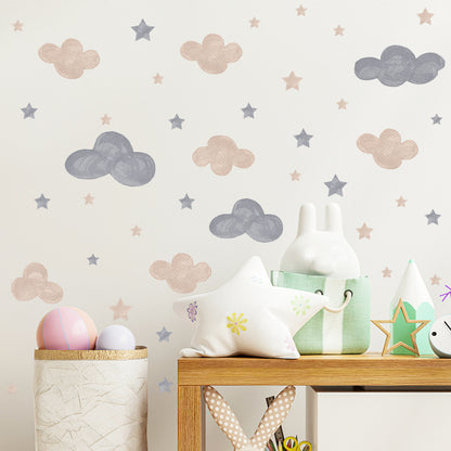 Watercolor Cloud And Stars Wall Stickers - Just Kidding Store