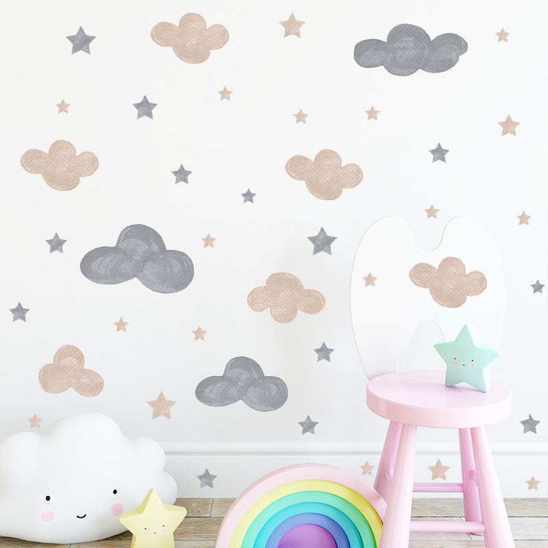 Watercolor Cloud And Stars Wall Stickers - Just Kidding Store