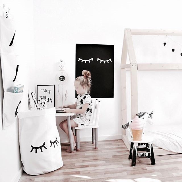 Folding Cotton Canvas Storage Bag - Eyelashes - Just Kidding Store