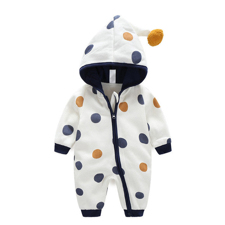 Baby Hooded Romper - Toddlers Polka Dot Jumpsuit - Just Kidding Store