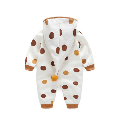 Baby Hooded Romper - Toddlers Polka Dot Jumpsuit - Just Kidding Store