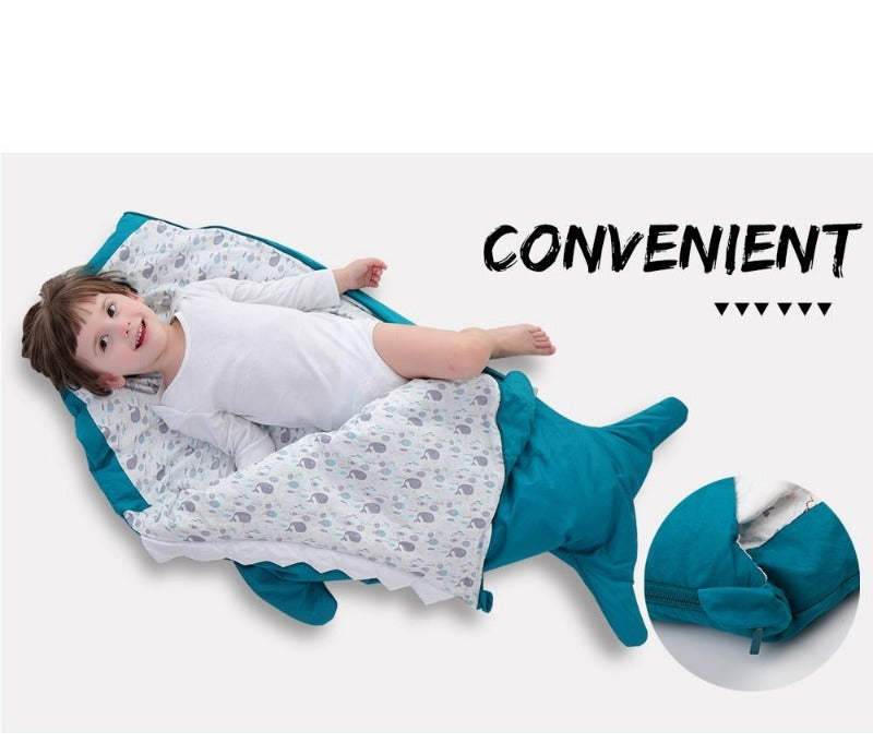 Children Sleeping Bag - Kids Cotton Sleep Sack - Comfy Shark - Just Kidding