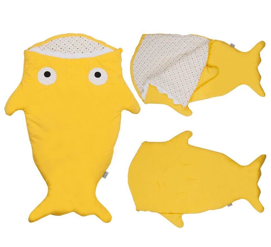 Children Sleeping Bag - Kids Cotton Sleep Sack - Comfy Shark Yellow
