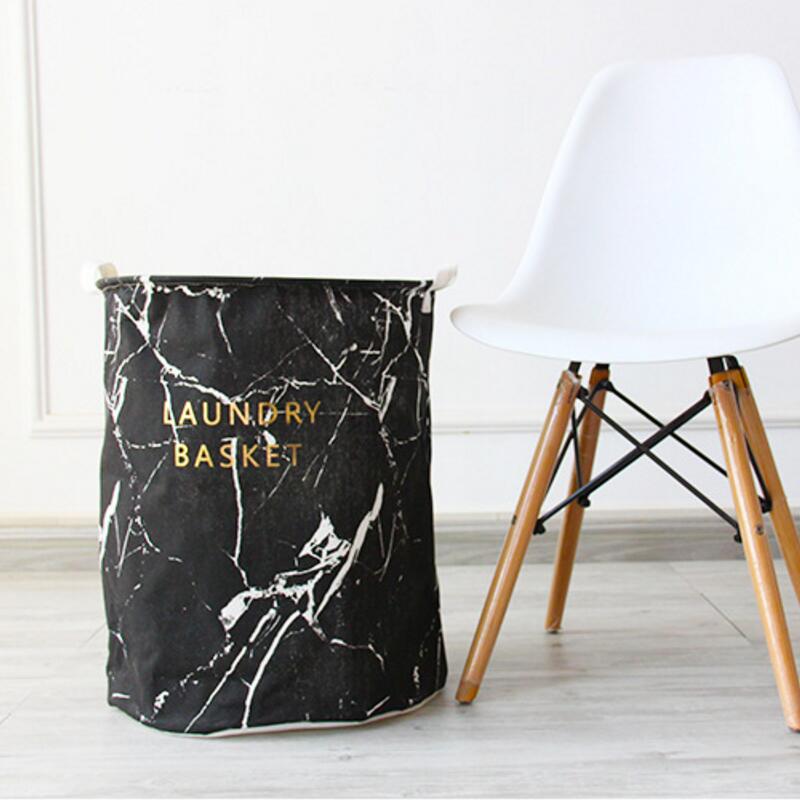 Marble Laundry Baskets - Black-White-Gray Hamper - Just Kidding Store